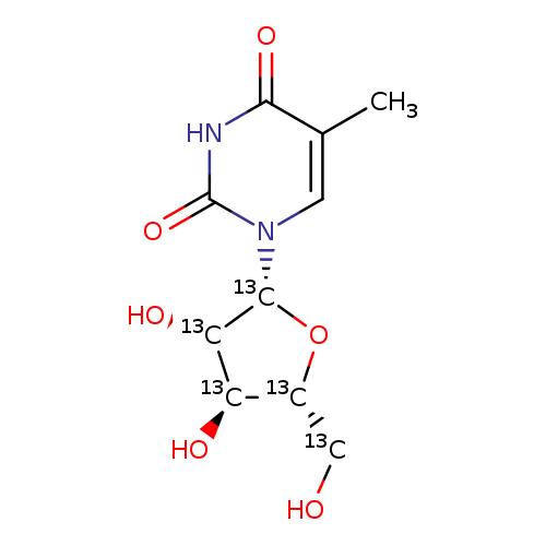 O[13CH2][13C@H]1O[13C@H]([13C@@H]([13C@@H]1O)O)n1cc(C)c(=O)[nH]c1=O