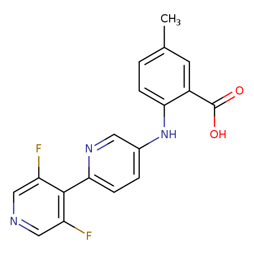 Cc1ccc(c(c1)C(=O)O)Nc1ccc(nc1)c1c(F)cncc1F