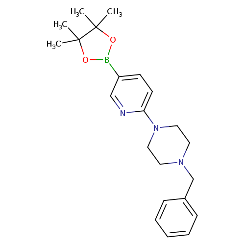 CC1(C)OB(OC1(C)C)c1ccc(nc1)N1CCN(CC1)Cc1ccccc1