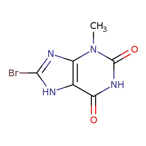 Brc1[nH]c2c(n1)n(C)c(=O)[nH]c2=O