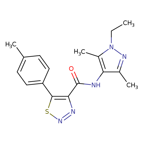 CCn1nc(c(c1C)NC(=O)c1nnsc1c1ccc(cc1)C)C
