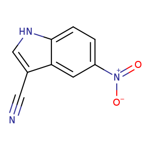 N#Cc1c[nH]c2c1cc(cc2)[N+](=O)[O-]