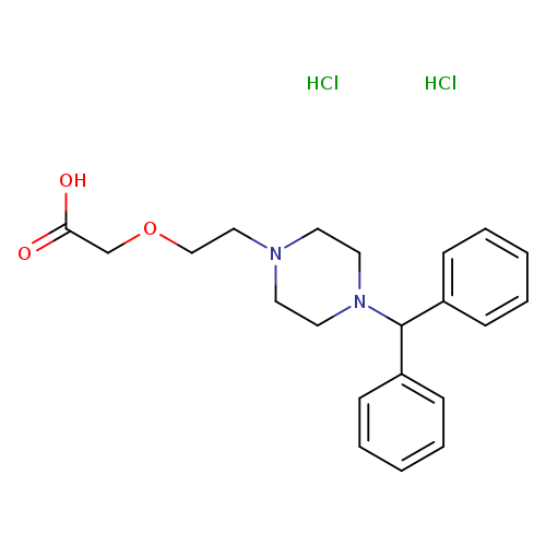 OC(=O)COCCN1CCN(CC1)C(c1ccccc1)c1ccccc1.Cl.Cl