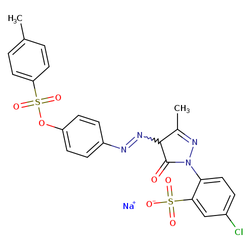 Cc1ccc(cc1)S(=O)(=O)Oc1ccc(cc1)N=NC1C(=NN(C1=O)c1ccc(cc1S(=O)(=O)[O-])Cl)C.[Na+]