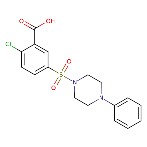 OC(=O)c1cc(ccc1Cl)S(=O)(=O)N1CCN(CC1)c1ccccc1