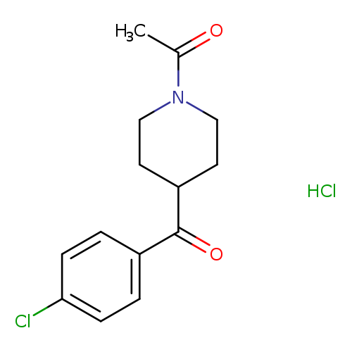 O=C(c1ccc(cc1)Cl)C1CCN(CC1)C(=O)C.Cl