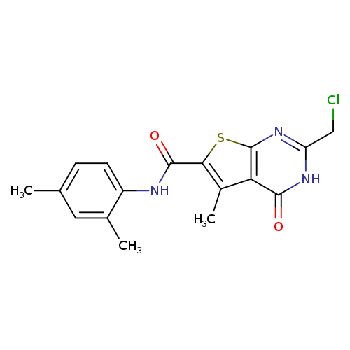 ClCc1nc2sc(c(c2c(=O)[nH]1)C)C(=O)Nc1ccc(cc1C)C