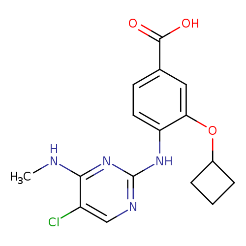 CNc1nc(ncc1Cl)Nc1ccc(cc1OC1CCC1)C(=O)O