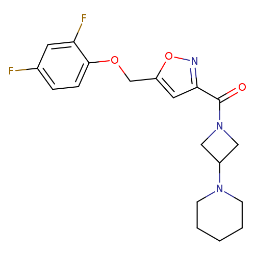 Fc1ccc(c(c1)F)OCc1onc(c1)C(=O)N1CC(C1)N1CCCCC1