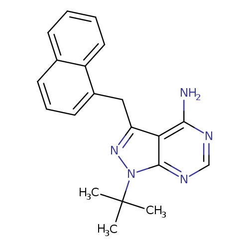 Nc1ncnc2c1c(Cc1cccc3c1cccc3)nn2C(C)(C)C