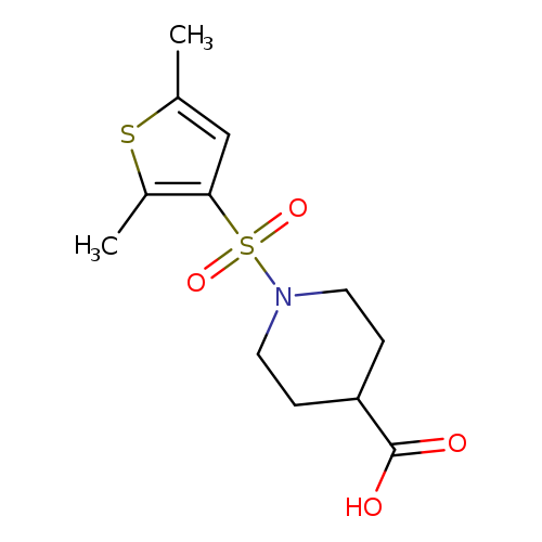 OC(=O)C1CCN(CC1)S(=O)(=O)c1cc(sc1C)C