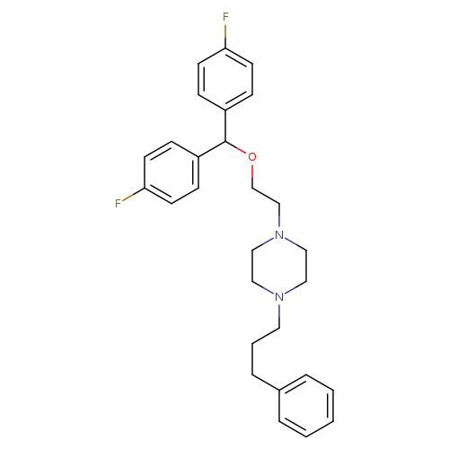 Fc1ccc(cc1)C(c1ccc(cc1)F)OCCN1CCN(CC1)CCCc1ccccc1