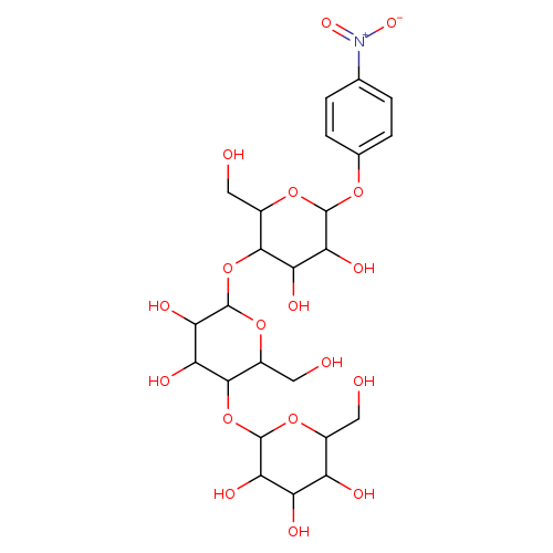 OCC1OC(Oc2ccc(cc2)[N+](=O)[O-])C(C(C1OC1OC(CO)C(C(C1O)O)OC1OC(CO)C(C(C1O)O)O)O)O