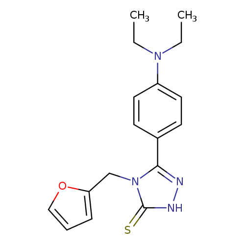 CCN(c1ccc(cc1)c1n[nH]c(=S)n1Cc1ccco1)CC