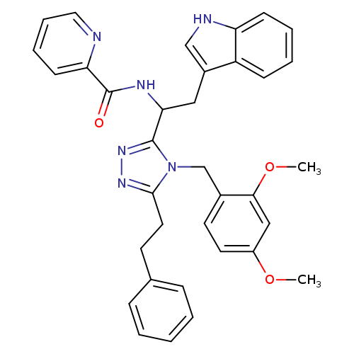 COc1ccc(c(c1)OC)Cn1c(CCc2ccccc2)nnc1C(Cc1c[nH]c2c1cccc2)NC(=O)c1ccccn1