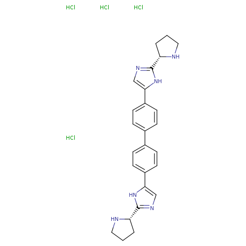 C1CN[C@@H](C1)c1ncc([nH]1)c1ccc(cc1)c1ccc(cc1)c1cnc([nH]1)[C@@H]1CCCN1.Cl.Cl.Cl.Cl