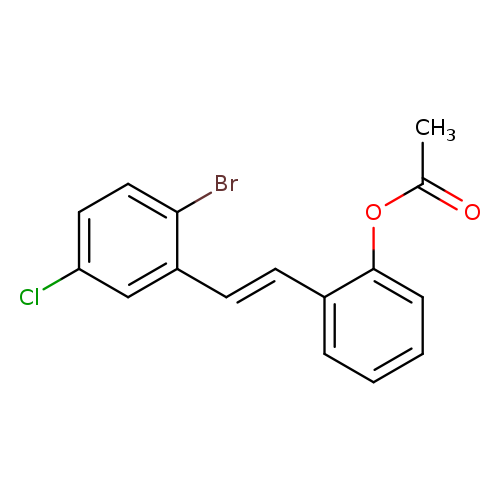 CC(=O)Oc1ccccc1/C=C/c1cc(Cl)ccc1Br