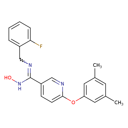 ONC(=NCc1ccccc1F)c1ccc(nc1)Oc1cc(C)cc(c1)C
