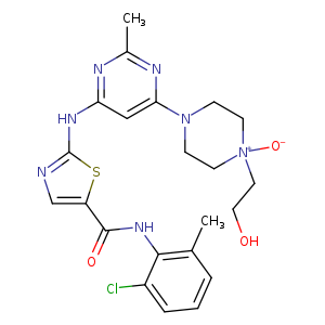 OCC[N+]1([O-])CCN(CC1)c1cc(nc(n1)C)Nc1ncc(s1)C(=O)Nc1c(C)cccc1Cl