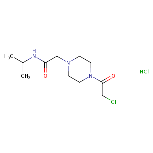 ClCC(=O)N1CCN(CC1)CC(=O)NC(C)C.Cl