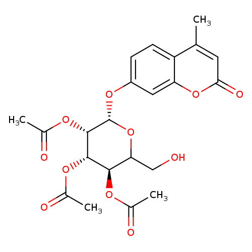 OCC1O[C@@H](Oc2ccc3c(c2)oc(=O)cc3C)[C@H]([C@H]([C@@H]1OC(=O)C)OC(=O)C)OC(=O)C