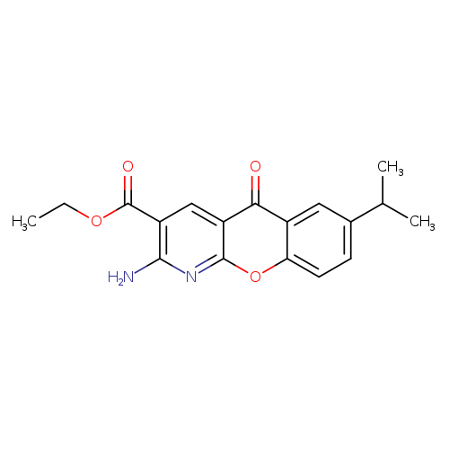 CCOC(=O)c1cc2c(nc1N)oc1c(c2=O)cc(cc1)C(C)C