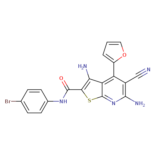 N#Cc1c(N)nc2c(c1c1ccco1)c(N)c(s2)C(=O)Nc1ccc(cc1)Br