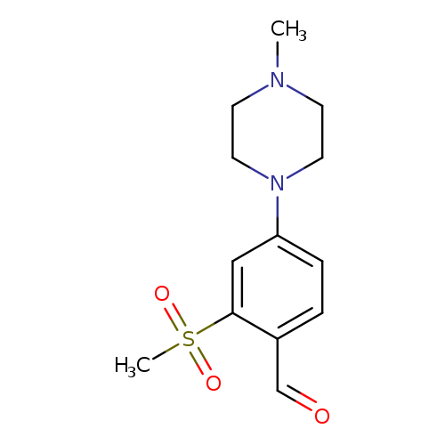 O=Cc1ccc(cc1S(=O)(=O)C)N1CCN(CC1)C