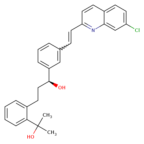 Clc1ccc2c(c1)nc(cc2)C=Cc1cccc(c1)[C@H](CCc1ccccc1C(O)(C)C)O
