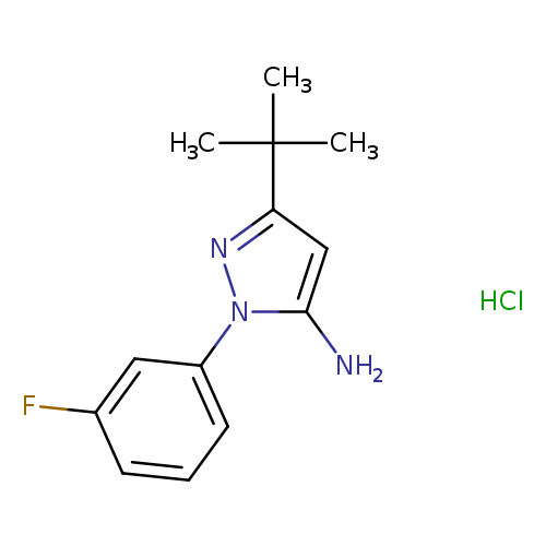 Fc1cccc(c1)n1nc(cc1N)C(C)(C)C.Cl