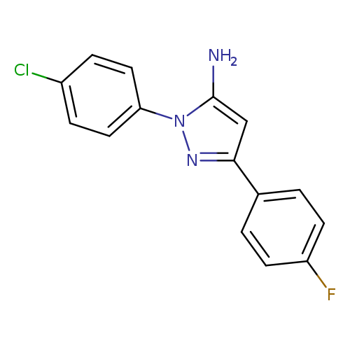 Fc1ccc(cc1)c1cc(n(n1)c1ccc(cc1)Cl)N