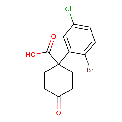 OC(=O)C1(CCC(=O)CC1)c1cc(Cl)ccc1Br
