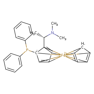 CN([C@H]([C]12=[CH]3[CH]4=[CH]5[C-]1(P(c1ccccc1)c1ccccc1)[Fe+2]16782345[CH-]2[CH]1=[CH]7[CH]8=[CH]62)C)C