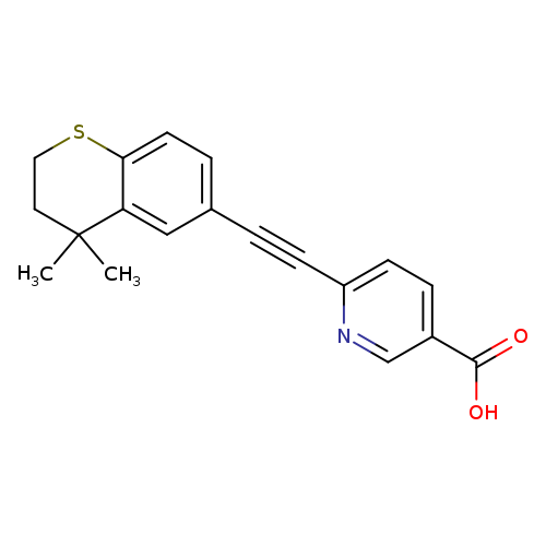 OC(=O)c1ccc(nc1)C#Cc1ccc2c(c1)C(C)(C)CCS2
