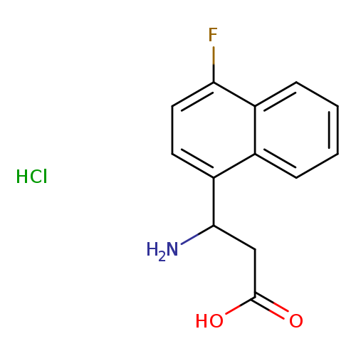 OC(=O)CC(c1ccc(c2c1cccc2)F)N.Cl