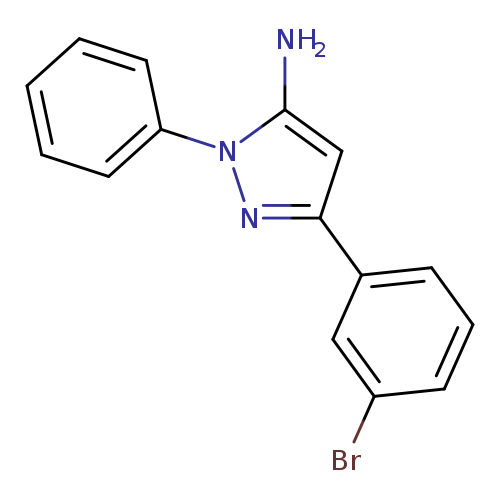 Brc1cccc(c1)c1cc(n(n1)c1ccccc1)N