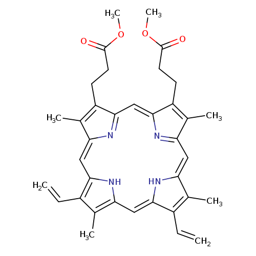 COC(=O)CCC1=C(C)C2=NC1=CC1=NC(=Cc3[nH]c(C=c4[nH]c(=C2)c(C)c4C=C)c(c3C=C)C)C(=C1CCC(=O)OC)C