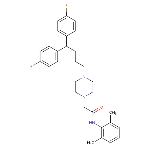 O=C(Nc1c(C)cccc1C)CN1CCN(CC1)CCCC(c1ccc(cc1)F)c1ccc(cc1)F