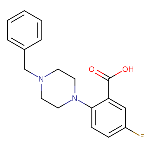 Fc1ccc(c(c1)C(=O)O)N1CCN(CC1)Cc1ccccc1