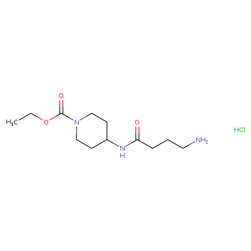 NCCCC(=O)NC1CCN(CC1)C(=O)OCC.Cl