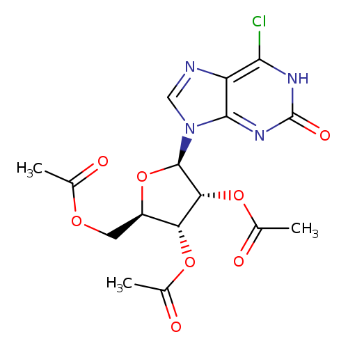 CC(=O)O[C@@H]1[C@H](OC(=O)C)[C@H](O[C@H]1n1cnc2c1nc(=O)[nH]c2Cl)COC(=O)C