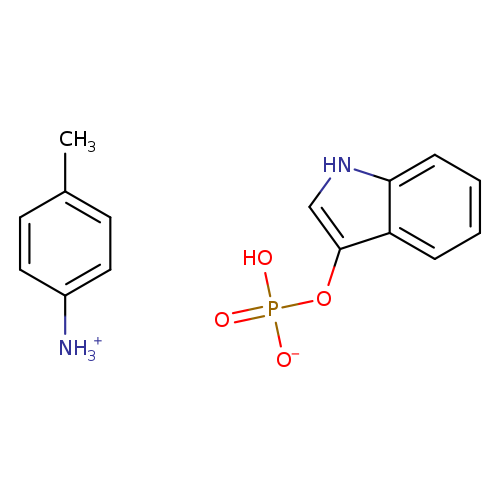 [O-]P(=O)(Oc1c[nH]c2c1cccc2)O.Cc1ccc(cc1)[NH3+]