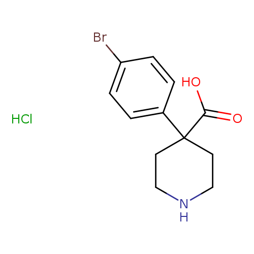 OC(=O)C1(CCNCC1)c1ccc(cc1)Br.Cl