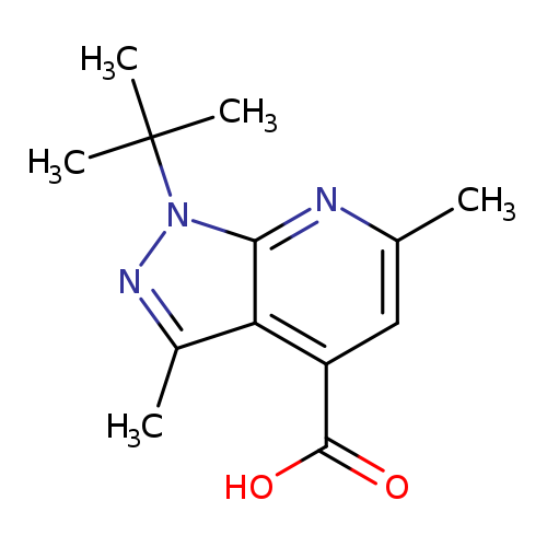 Cc1cc(C(=O)O)c2c(n1)n(nc2C)C(C)(C)C
