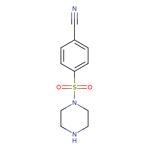 N#Cc1ccc(cc1)S(=O)(=O)N1CCNCC1