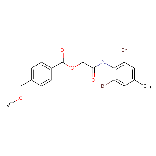COCc1ccc(cc1)C(=O)OCC(=O)Nc1c(Br)cc(cc1Br)C