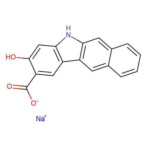 [O-]C(=O)c1cc2c(cc1O)[nH]c1c2cc2ccccc2c1.[Na+]