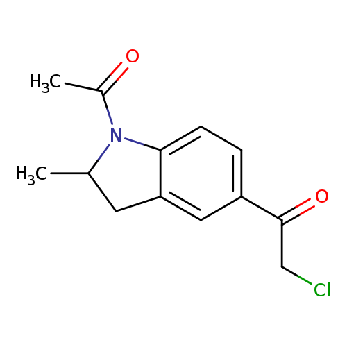 ClCC(=O)c1ccc2c(c1)CC(N2C(=O)C)C