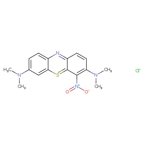 CN(c1ccc2c(c1)[s+]c1c(n2)ccc(c1[N+](=O)[O-])N(C)C)C.[Cl-]