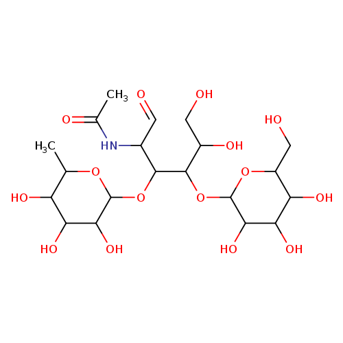 O=CC(C(C(C(CO)O)OC1OC(CO)C(C(C1O)O)O)OC1OC(C)C(C(C1O)O)O)NC(=O)C